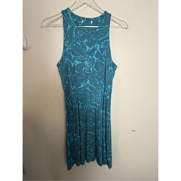 ATHLETA Santorini Thera Printed Dress Medium Ripple Marble Borealis Modal Stretc - Picture 1 of 3